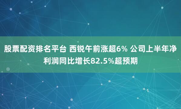 股票配资排名平台 西锐午前涨超6% 公司上半年净利润同比增长82.5%超预期